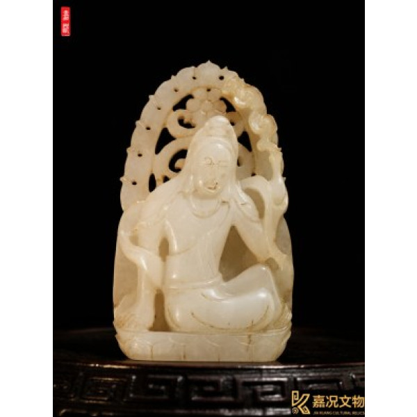 Ming White Jade Guanyin Pendant